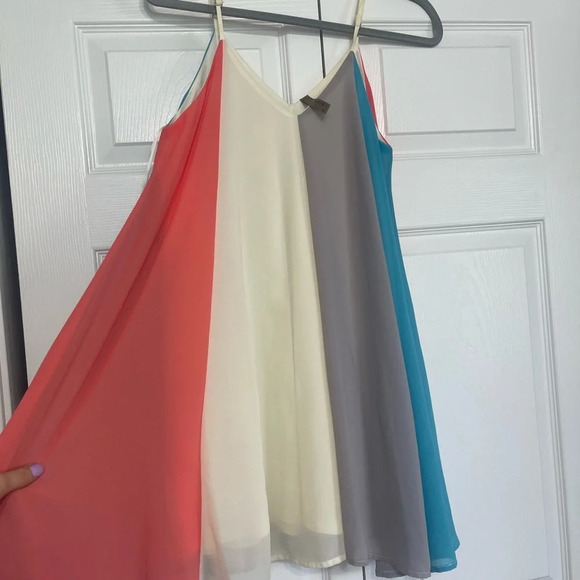 ENTRO multicolored summer spring dress spaghetti strap - Picture 5 of 6